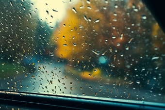 车窗上的雨滴阴天水滴