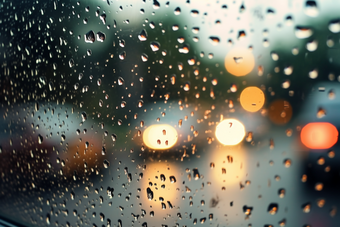 车窗上的雨滴道路水滴