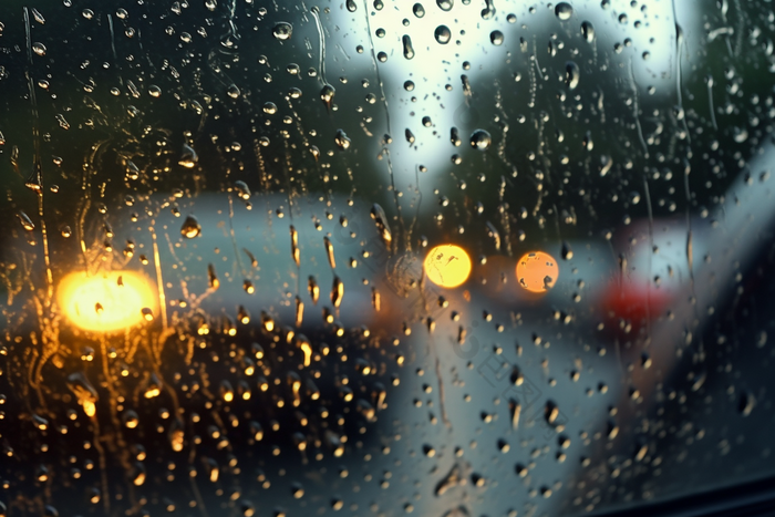 车窗上的雨滴阴天潮湿