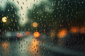 车窗上的雨滴道路下雨