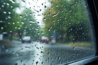 车窗上的雨滴雨天水滴