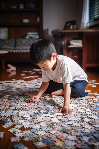 玩拼图的小男孩玩具<strong>儿童</strong>