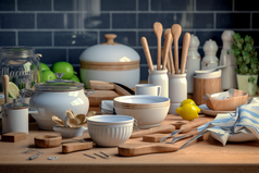 厨房里的陶瓷餐具摄影图48