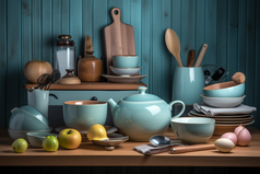 厨房里的陶瓷餐具摄影图10