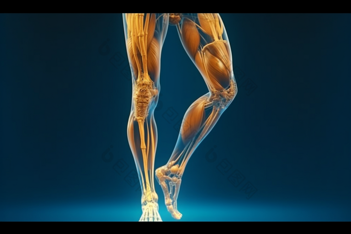 人体骨骼透视图受伤的膝盖x射线