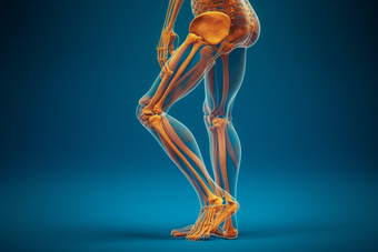 人体骨骼透视图受伤的膝盖治疗X光图