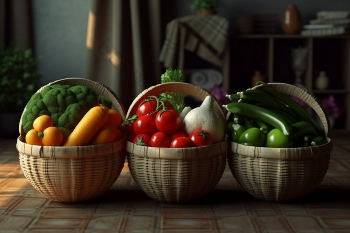 篮子中的新鲜蔬菜筐子菜瓜
