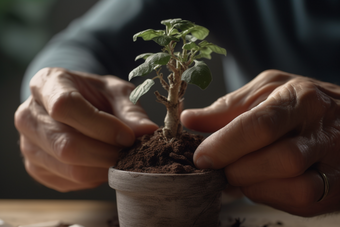 种植盆栽手部特写摄影图1