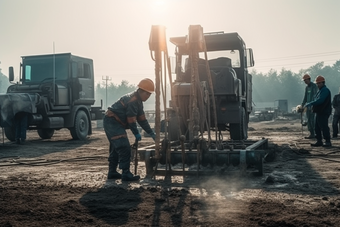 工地上的挖掘工人建设建筑