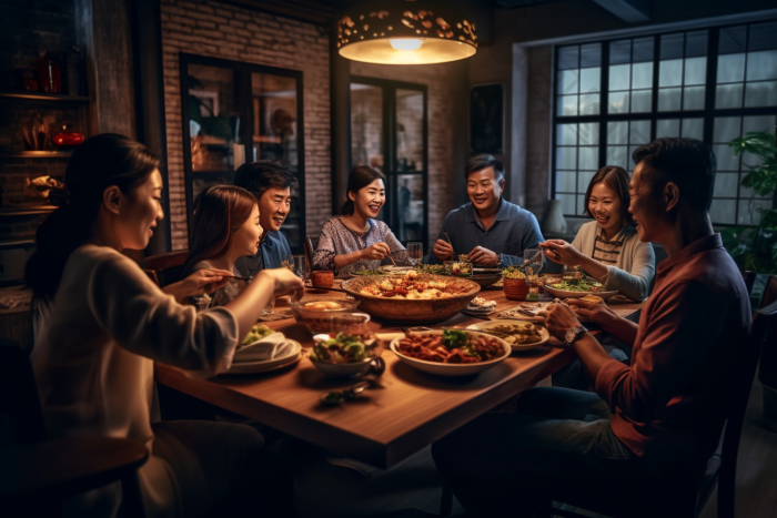 家庭聚餐温馨客厅团聚图片-包图网