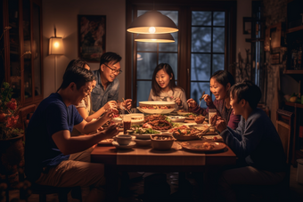 家庭聚餐温馨食物客厅