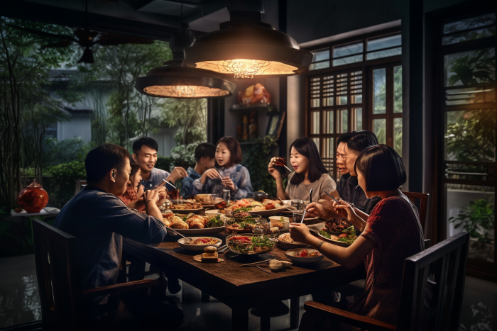 家庭聚餐温馨食物团聚图片-包图网
