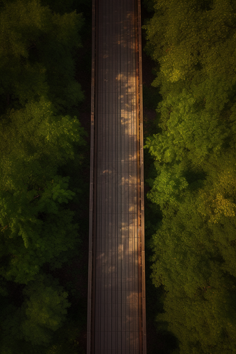 森林里的栈道俯视图道路