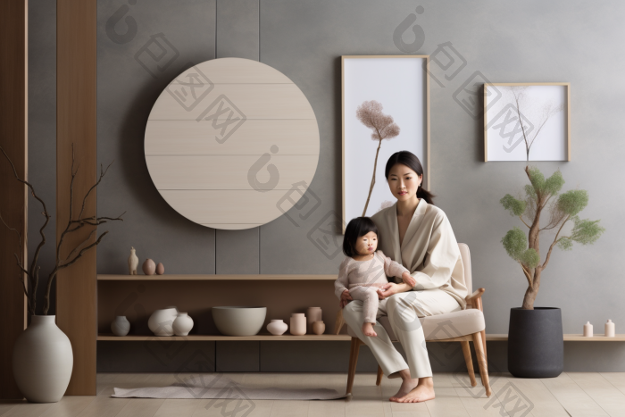 母子温馨居家生活图片-包图网