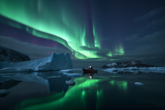 夜空极光冰川自然现象太阳光