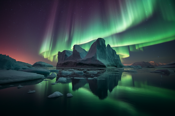 夜空极光冰川自然现象绚丽多彩