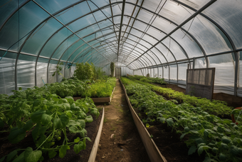 暖棚里种植的蔬菜农村绿室