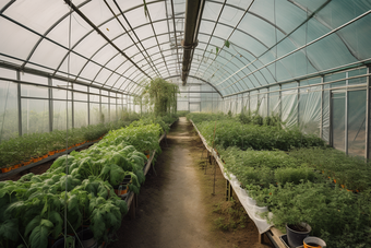 暖棚里种植的蔬菜大棚温室