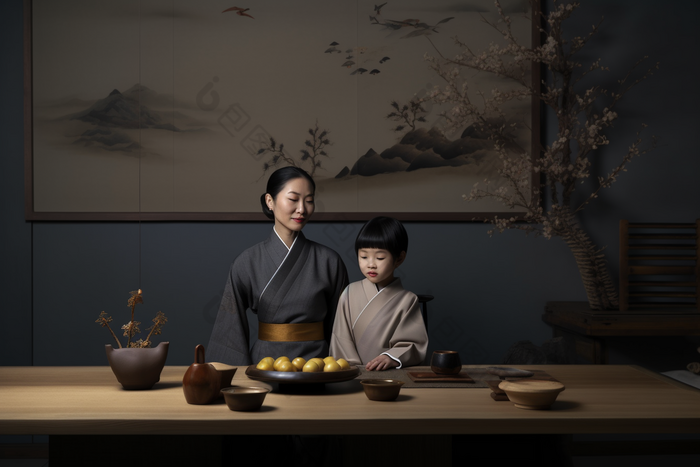 中式客厅母子互动现代温情