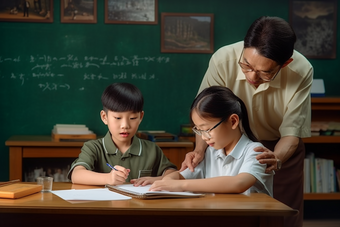 老师辅导学生上课教师资格图片