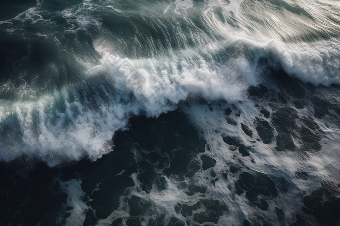 海面上的海浪浪花水