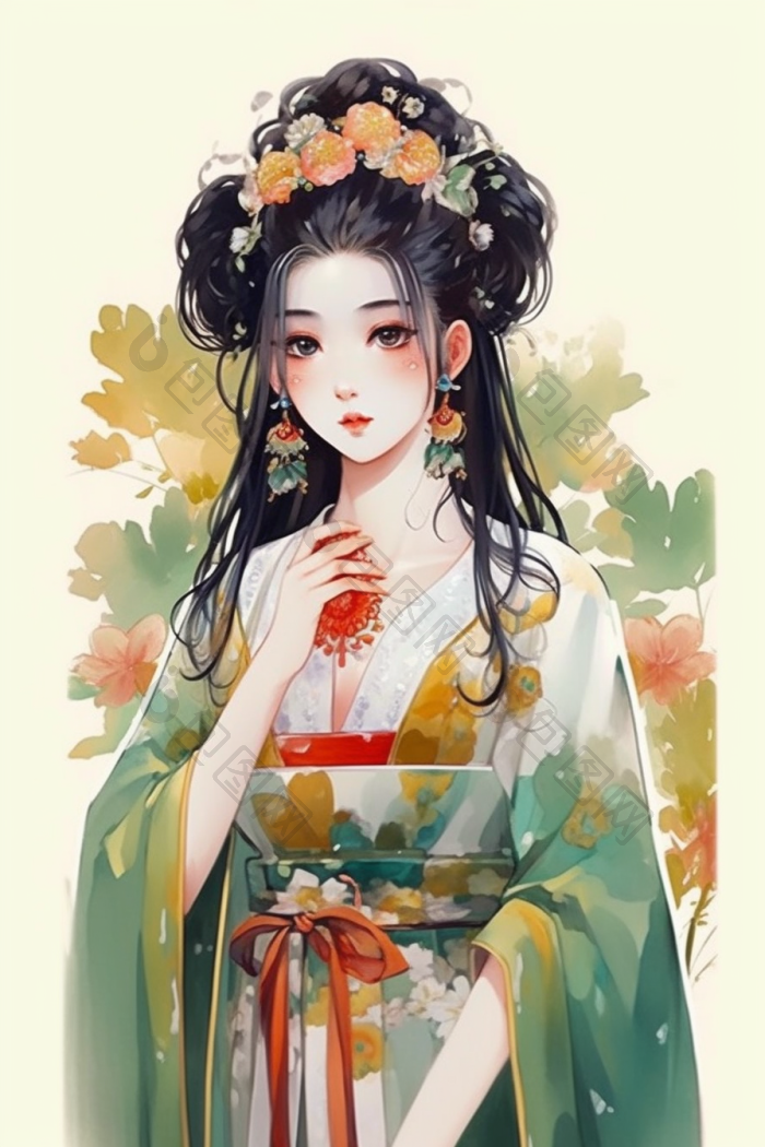 古代女子国风汉服唐朝高清图片下载-包图网