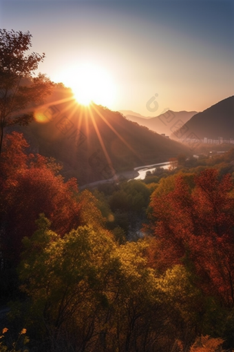 暖色调夕阳山景摄影图53