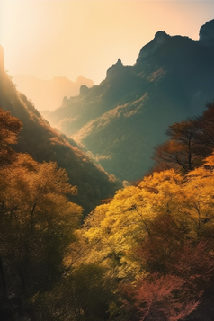 暖色调夕阳山景摄影图13