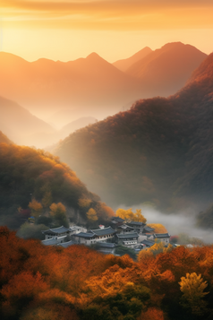 暖色调夕阳山景摄影图6