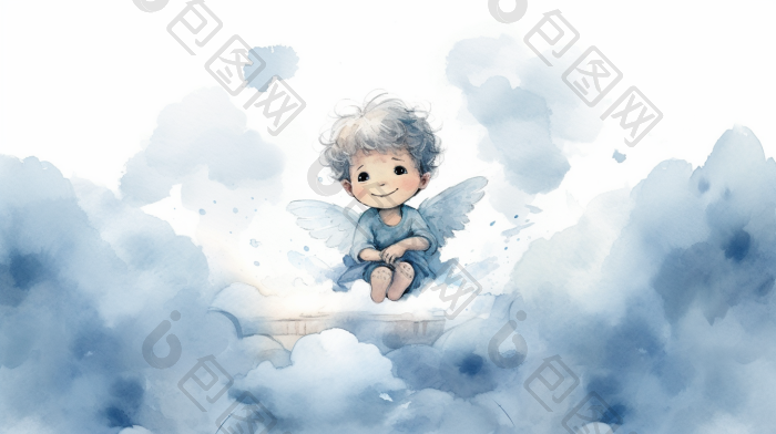 治愈小天使插画图片-包图网