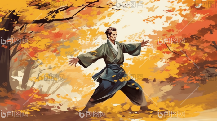 中国功夫武术的武功插画图片-包图网