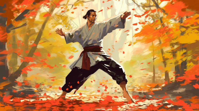 中国功夫武术插画图片-包图网