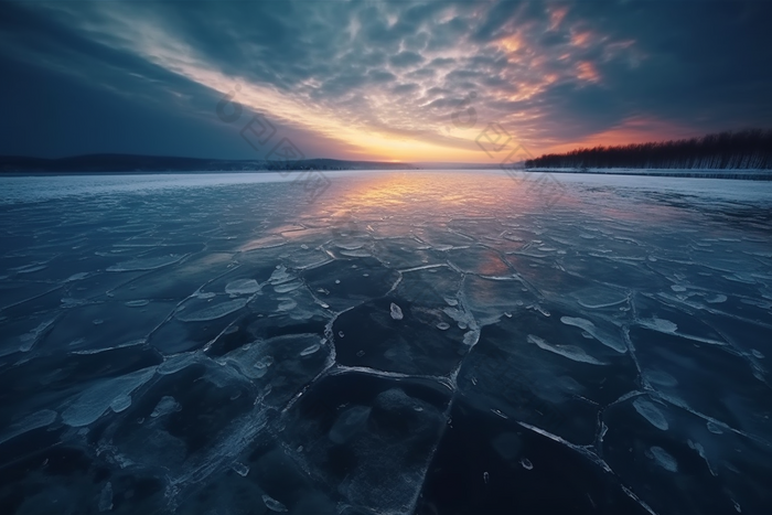 冬季结冰的湖面结零度