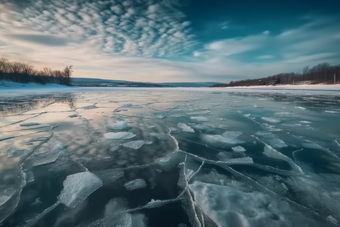 冬季结冰的湖面块冷