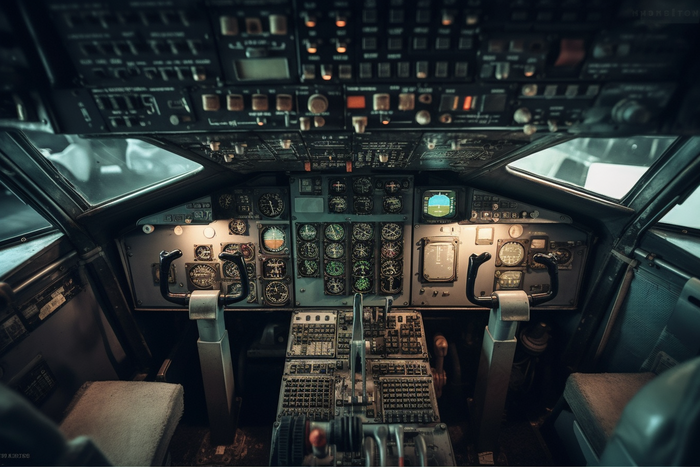 飞机驾驶舱表盘仪竖图操控展示