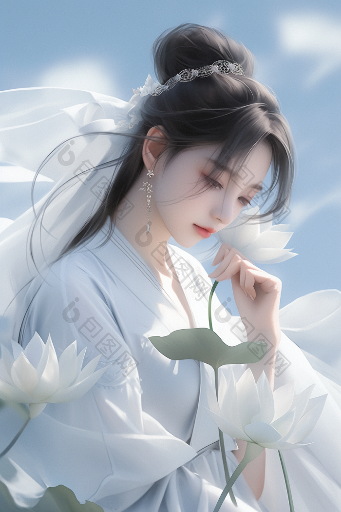 白衣汉服女子国风高清图片下载-包图网