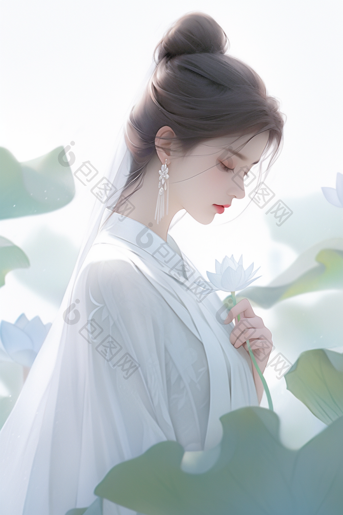 白衣汉服女子国风古风高清图片下载-包图网