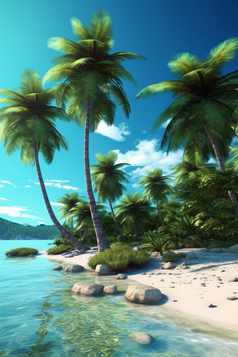 夏天热带椰子树海滩海水摄影图31