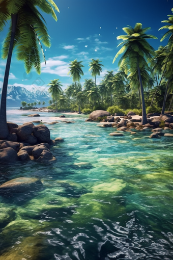 夏天热带椰子树海滩<strong>海水</strong>摄影图40