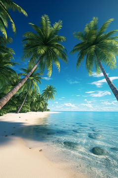 夏天热带椰子树海滩海水摄影图30