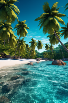夏天热带椰子树海滩海水摄影图50