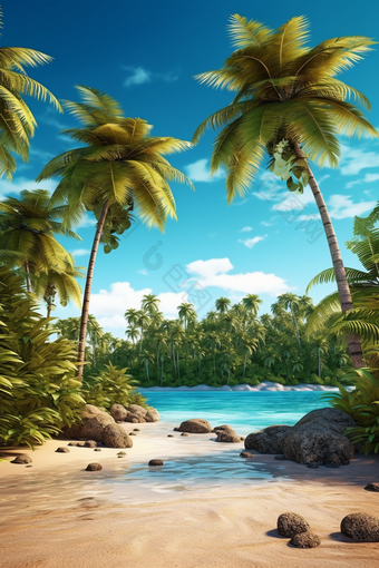 夏天热带椰子树海滩<strong>海水</strong>摄影图38