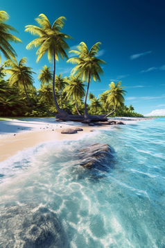 夏天热带椰子树海滩海水摄影图25