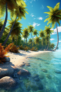 夏天热带椰子树海滩海水摄影图35