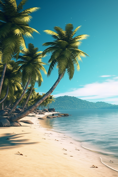 夏天热带椰子树海滩海水摄影图6