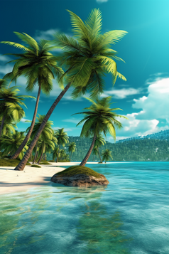 夏天热带椰子树海滩海水摄影图22