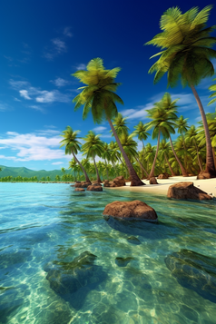 夏天热带椰子树海滩海水摄影图10