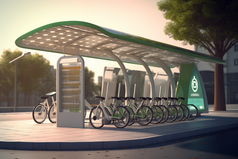 城市太阳能充电自行车站效果摄影图53