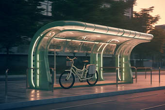 城市太阳能充电自行车站效果摄影图23