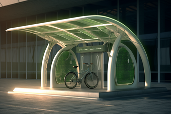 城市太阳能充电自行车站效果摄影图44